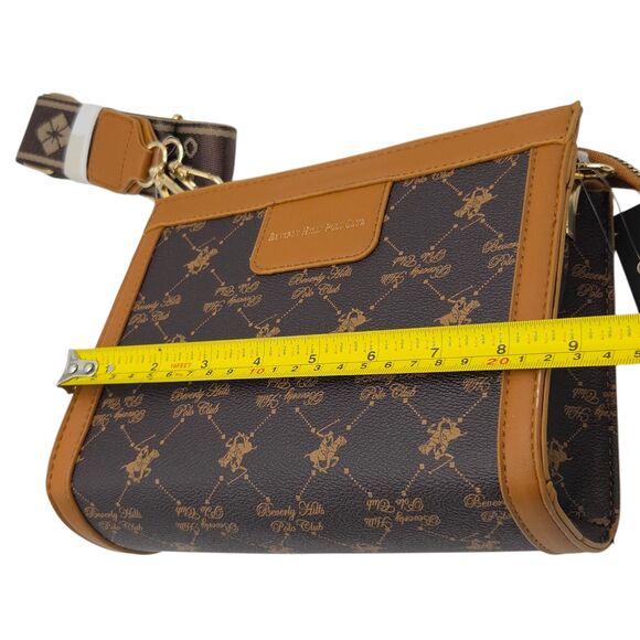 Beverly Hills Polo Club Crossbody Bag Faux Leather Brown Tan 7Hx8.5Lx3W Inch - Picture 6 of 12